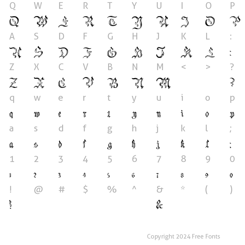 Character Map of Charterwell No2 Regular