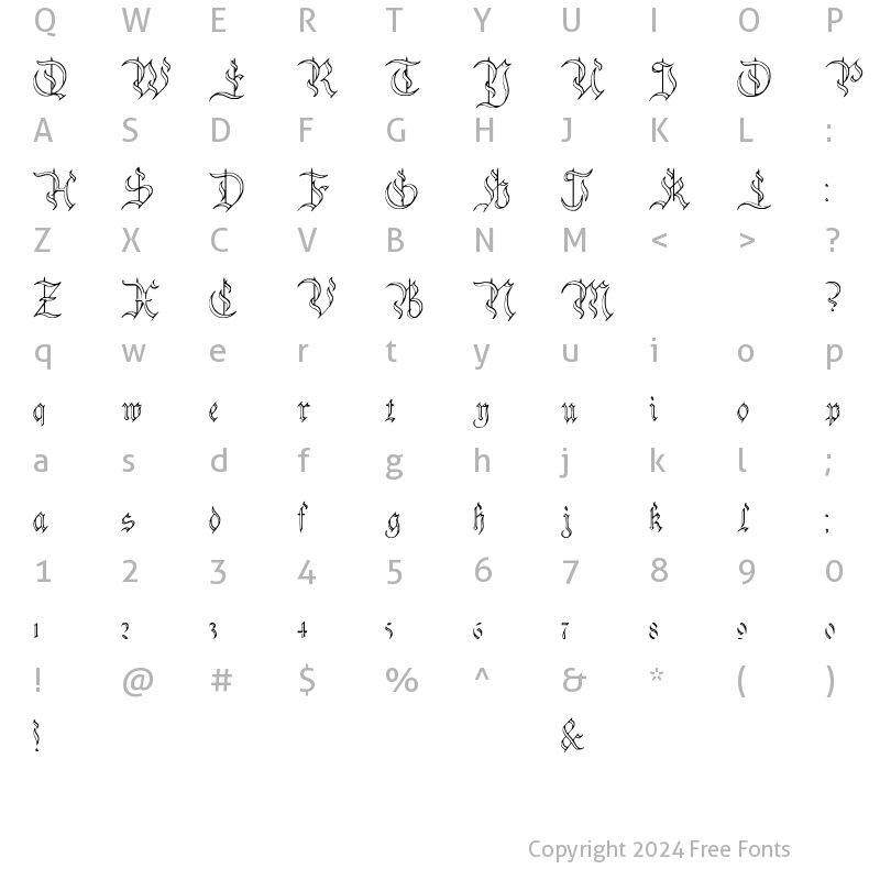 Character Map of Charterwell No4 Regular