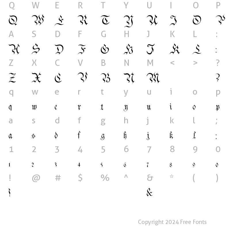 Character Map of Charterwell Regular