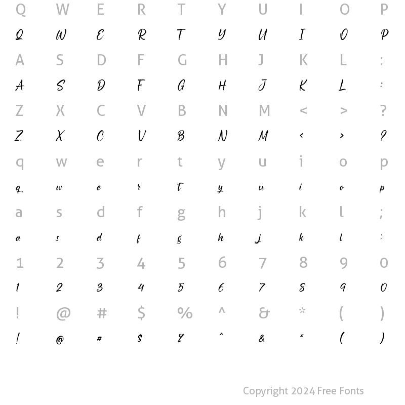 Character Map of Chastery Italic