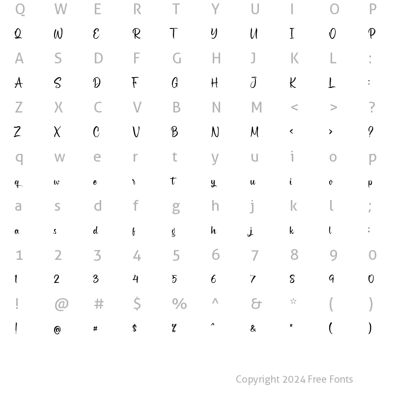 Character Map of Chastery Regular