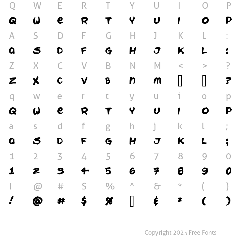 Character Map of Chattery Teeth Regular