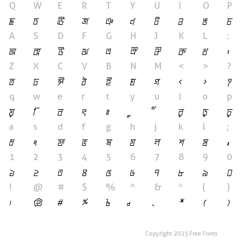 Character Map of ChaturangaMJ BoldItalic