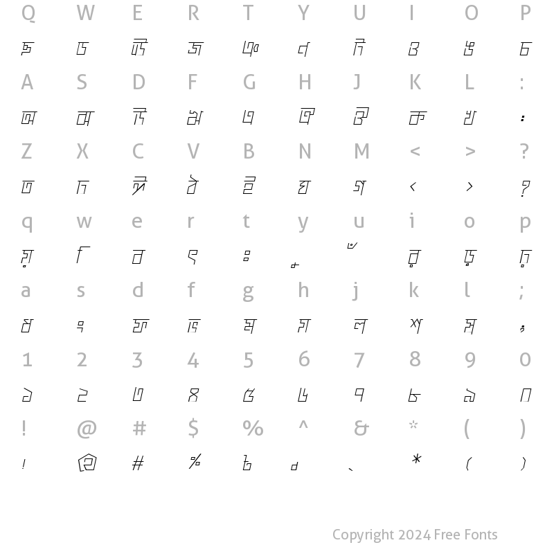 Character Map of ChaturangaMJ Italic