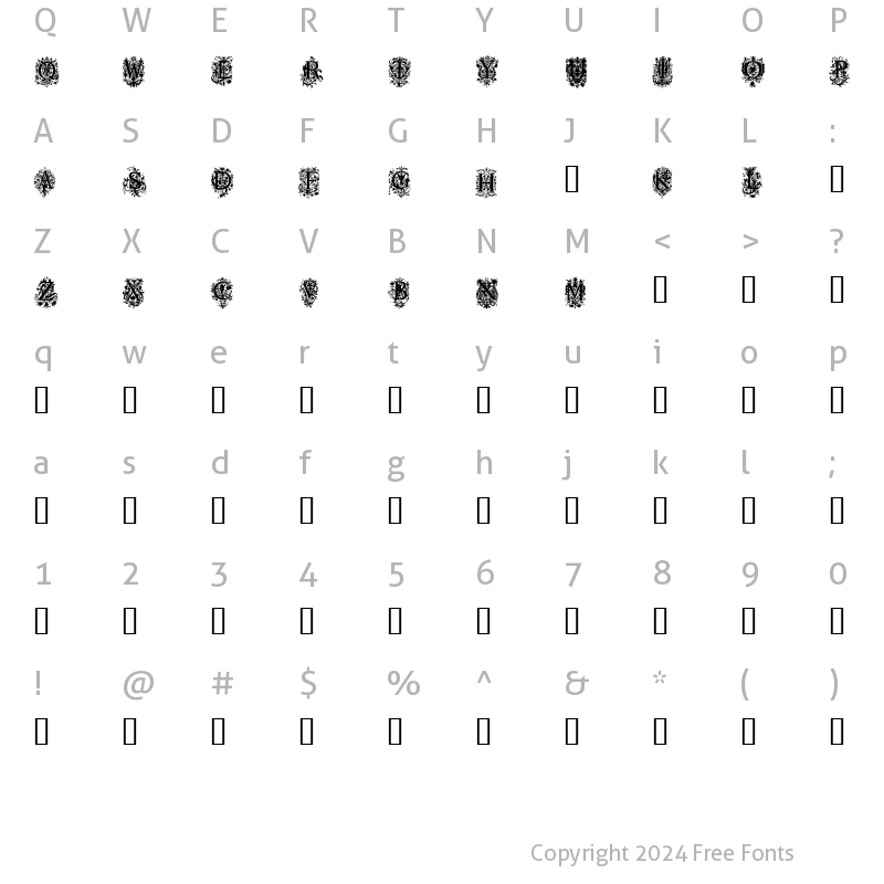 Character Map of Chaucher Regular