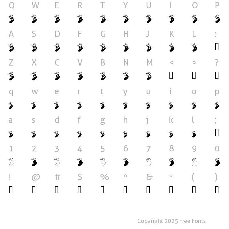 Character Map of Chausettes de Noel Regular