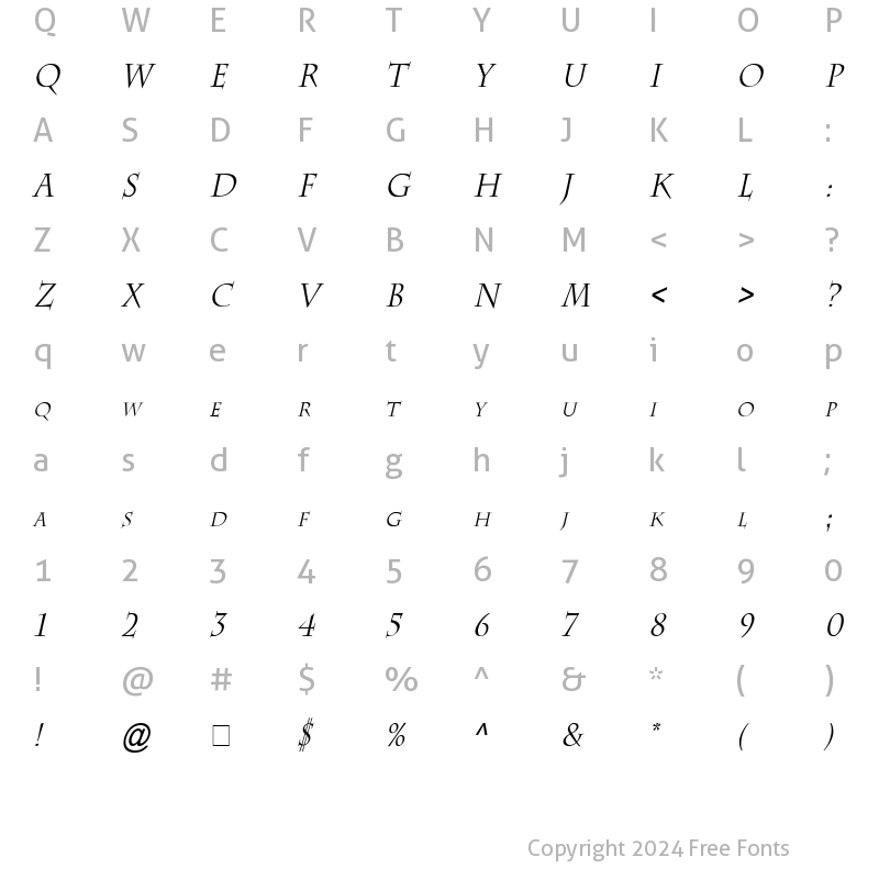 Character Map of Chaz Condensed Italic