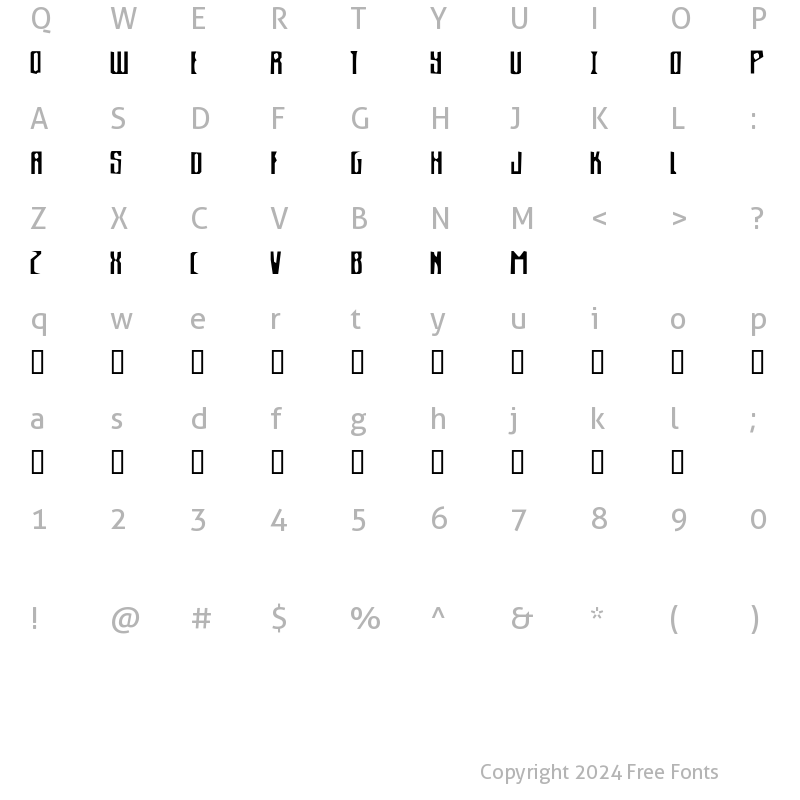 Character Map of Cheap-Ass Phaser Regular