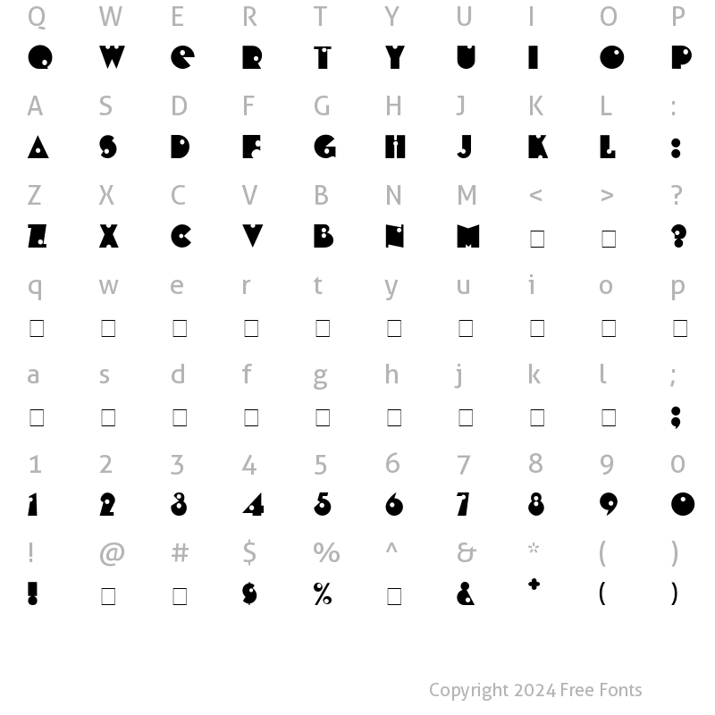 Character Map of Cheap Shot Display Caps SSi Regular