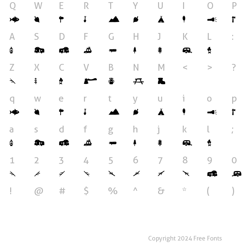 Character Map of Checkin Script Dingbat_Forest