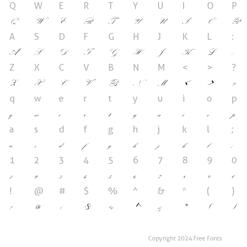 Character Map of CheckQuillScriptSSK Regular