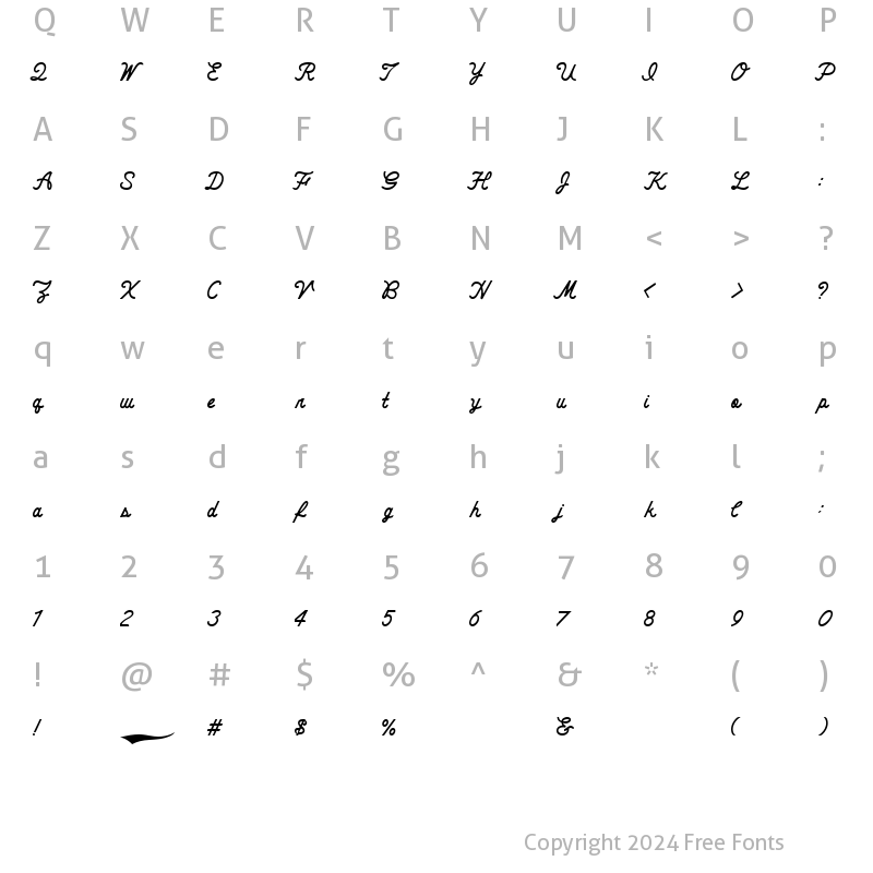 Character Map of CheerScriptROUNDRegular Regular