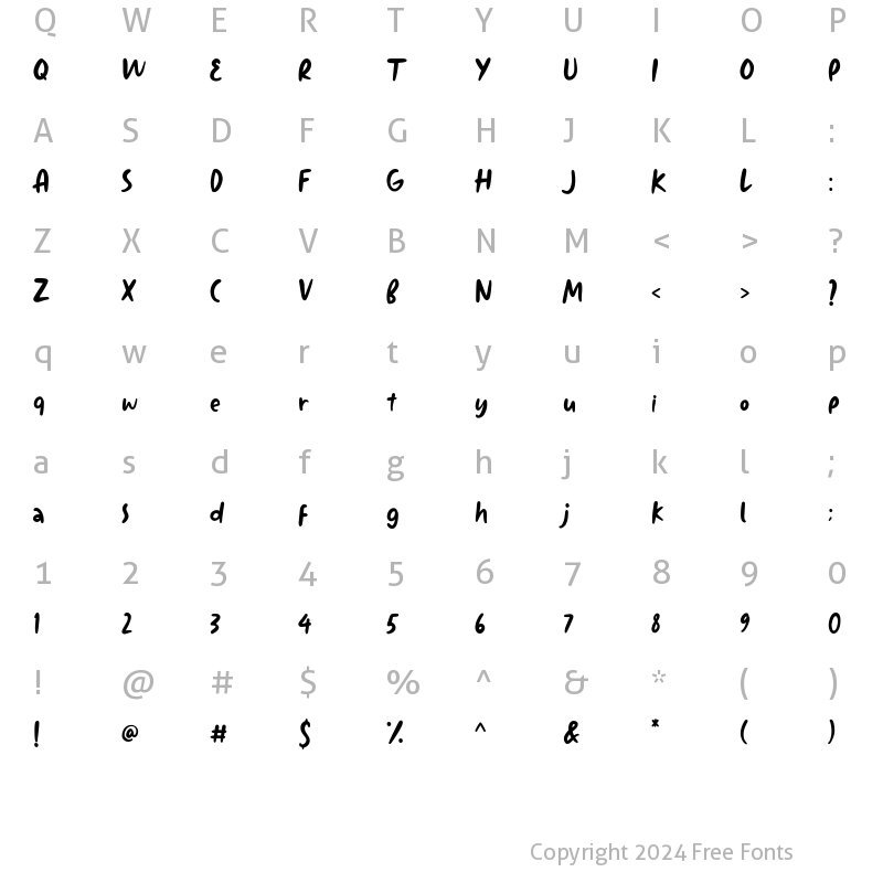 Character Map of Cheerskid Regular