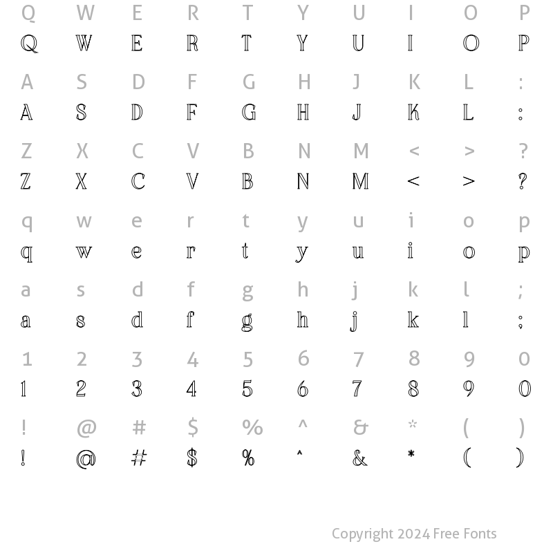 Character Map of CHELON OUTLINE Regular