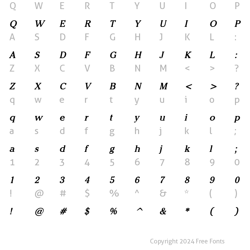 Character Map of Chelsey Bold Italic