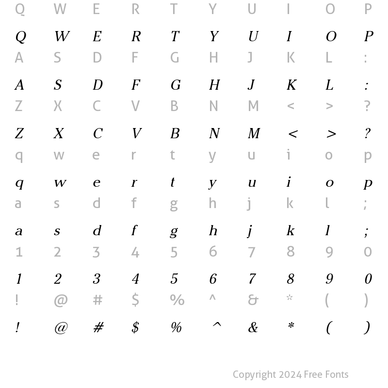 Character Map of Chelsey Italic