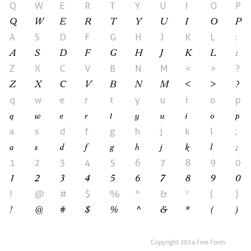 Character Map of Cheltenham ATF Old Style BQ Regular