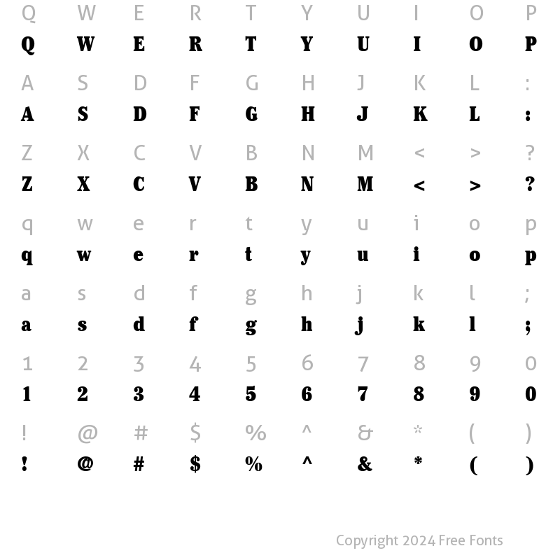 Character Map of Cheltenham Black Condensed SSi Black Condensed