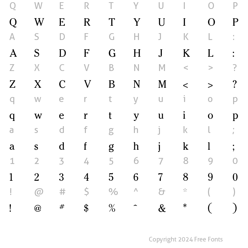 Character Map of Cheltenham Book Regular