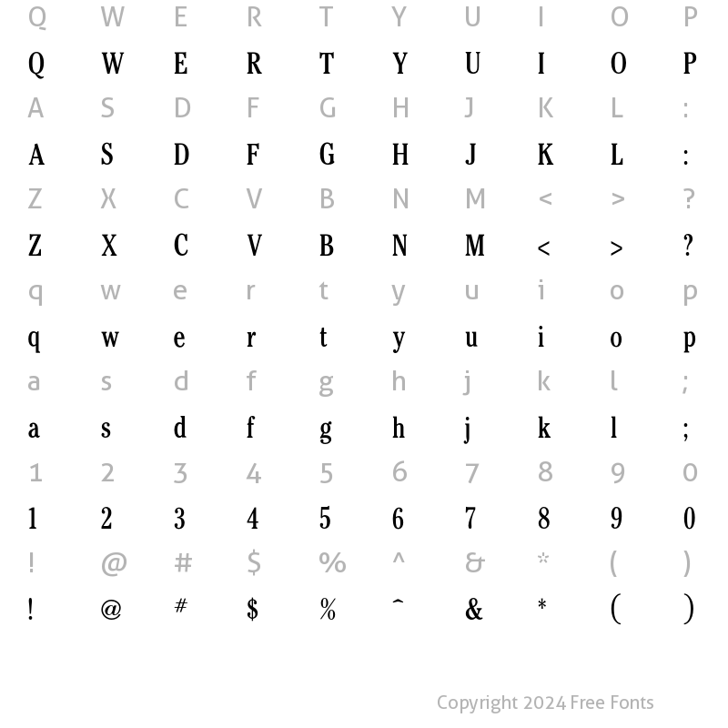 Character Map of Cheltenham CondBook Regular