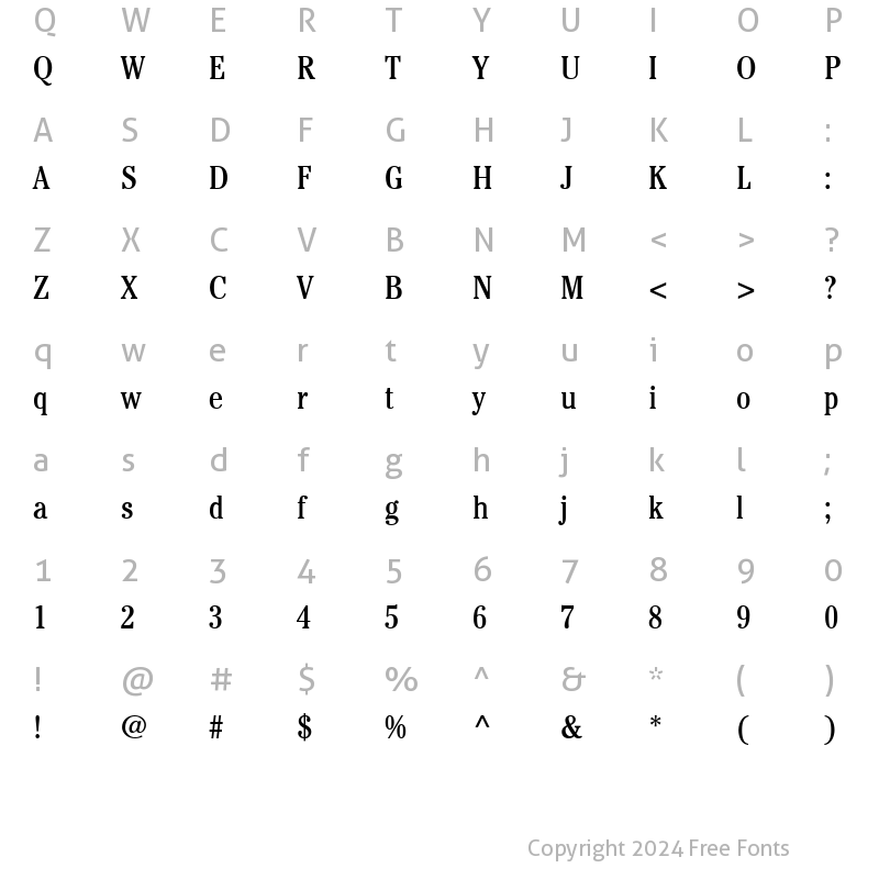 Character Map of Cheltenham Condensed SSi Condensed