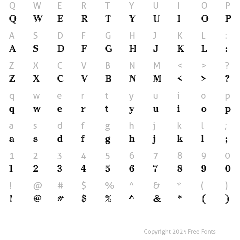 Character Map of Cheltenham Handtled ITC Std Regular