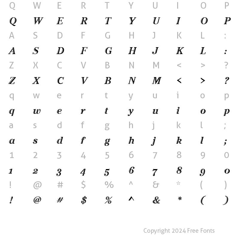 Character Map of Cheltenham Htd OS ITC TT Italic