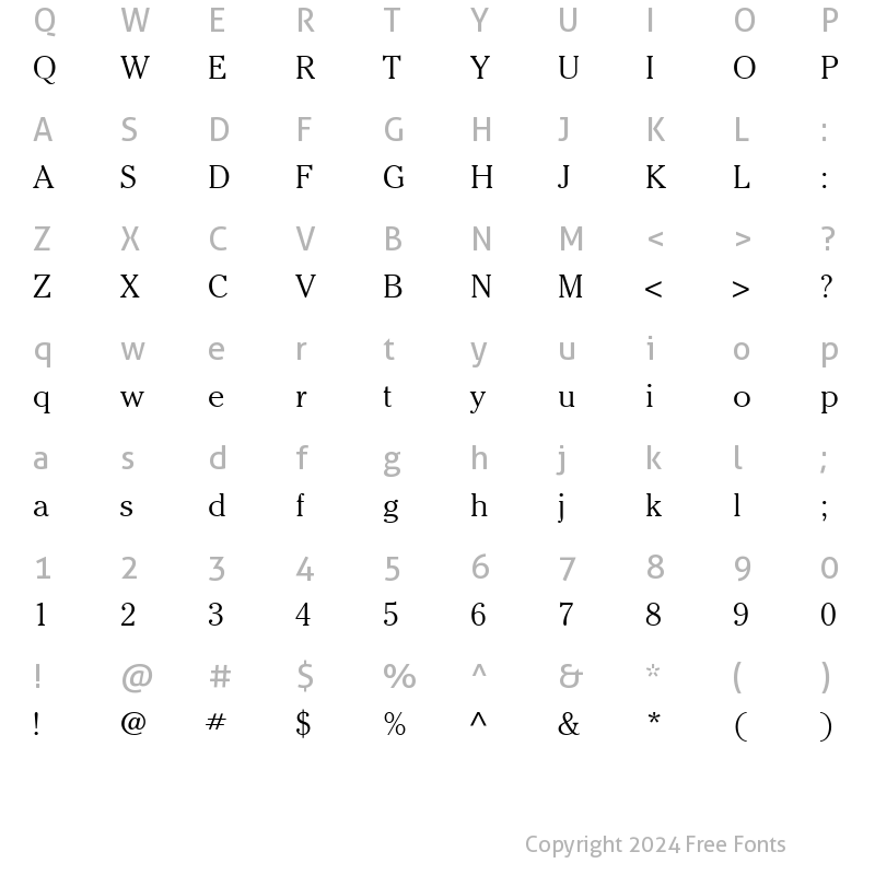 Character Map of Cheltenham Light SSi Light