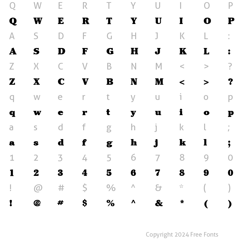 Character Map of Cheltenham LT Ultra Regular