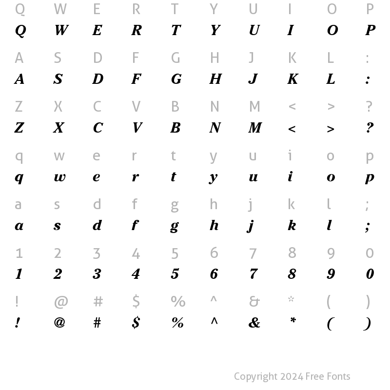 Character Map of Cheltenham SSi Bold Italic