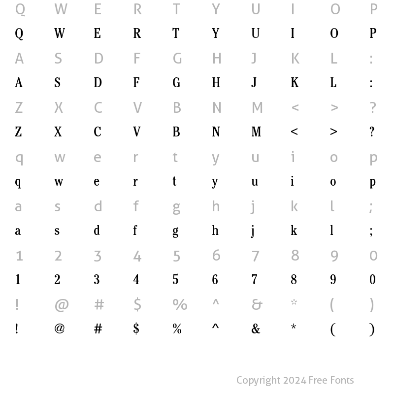 Character Map of CheltenhamEF-BookCondensed Regular