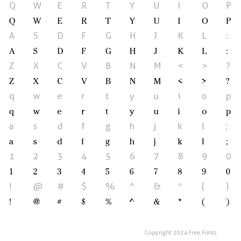 Character Map of CheltenhamItcTEE Regular