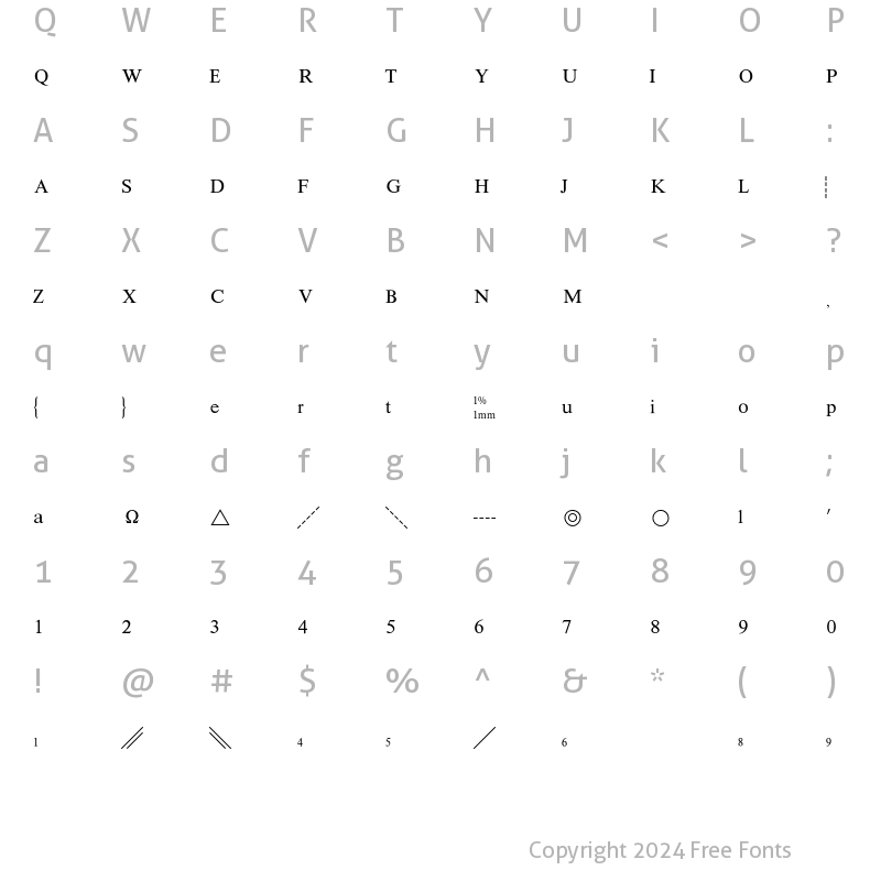 Character Map of ChemFormulaBQ Regular