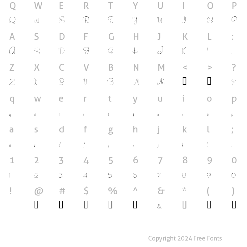 Character Map of ChenilleScriptSSK Regular