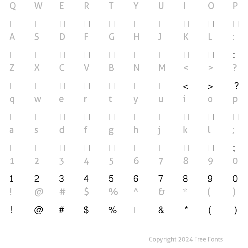 Character Map of Chenla Regular