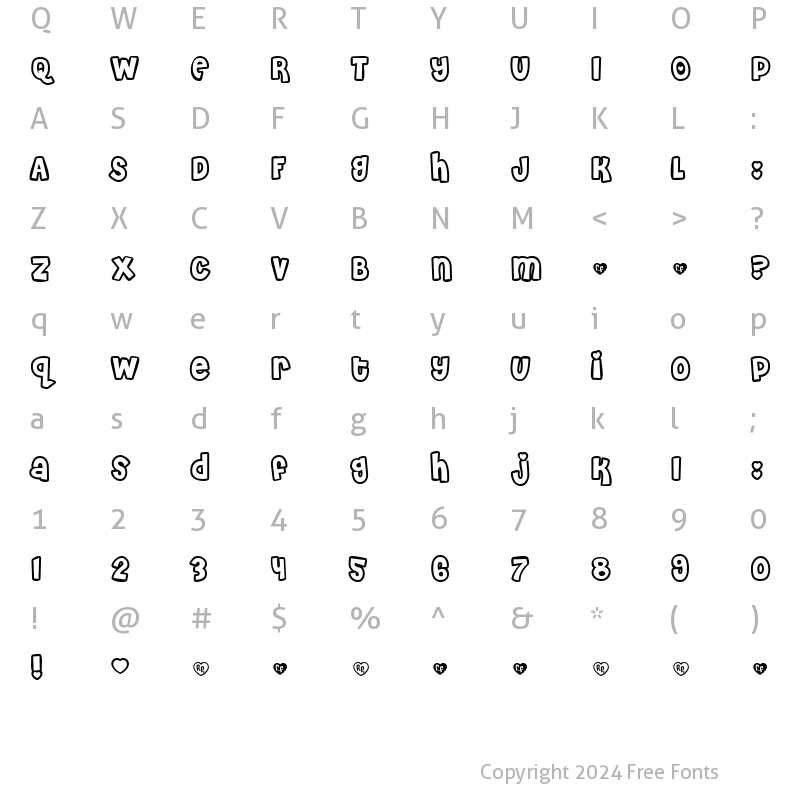 Character Map of Cheri Liney Regular