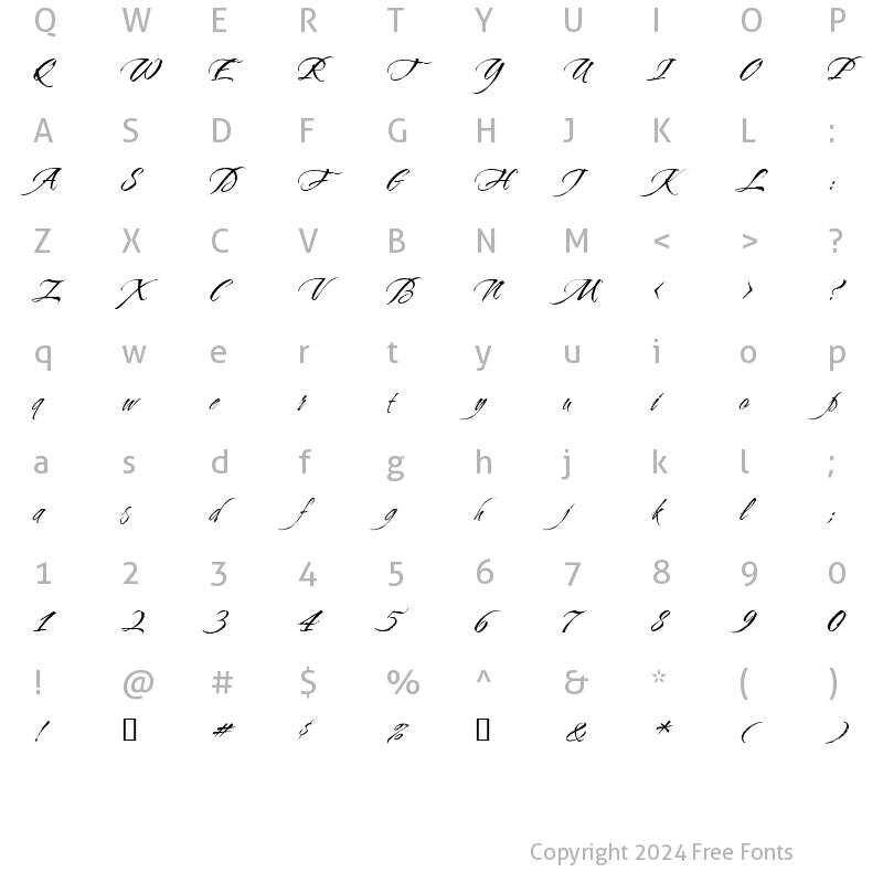 Character Map of Cherish Font