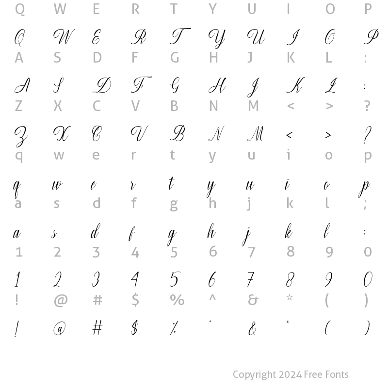 Character Map of Cherlynda Regular