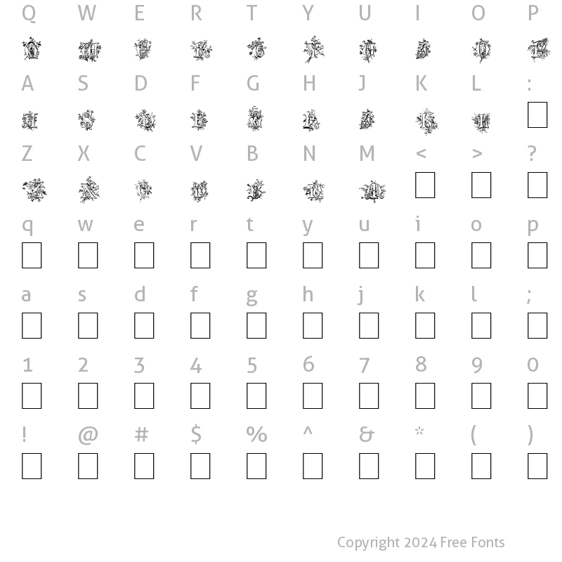 Character Map of Cherubim Initials Normal