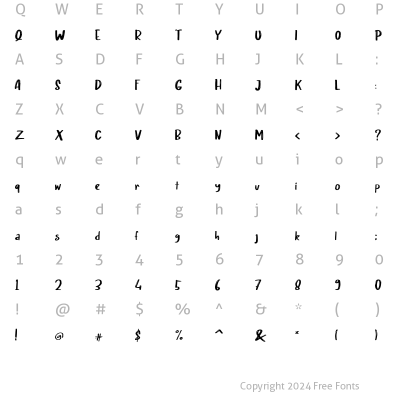 Character Map of Chery Rush Regular