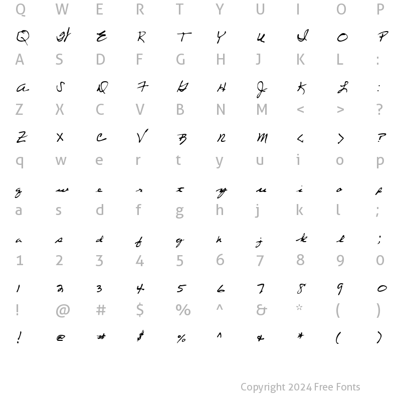 Character Map of CherylsHand Regular