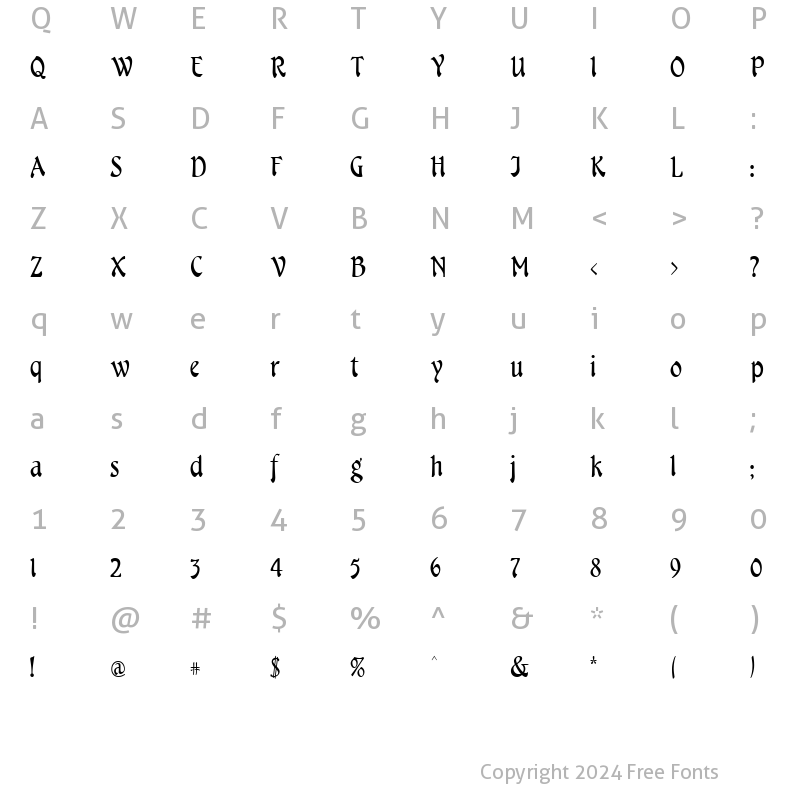 Character Map of Cheshire Regular