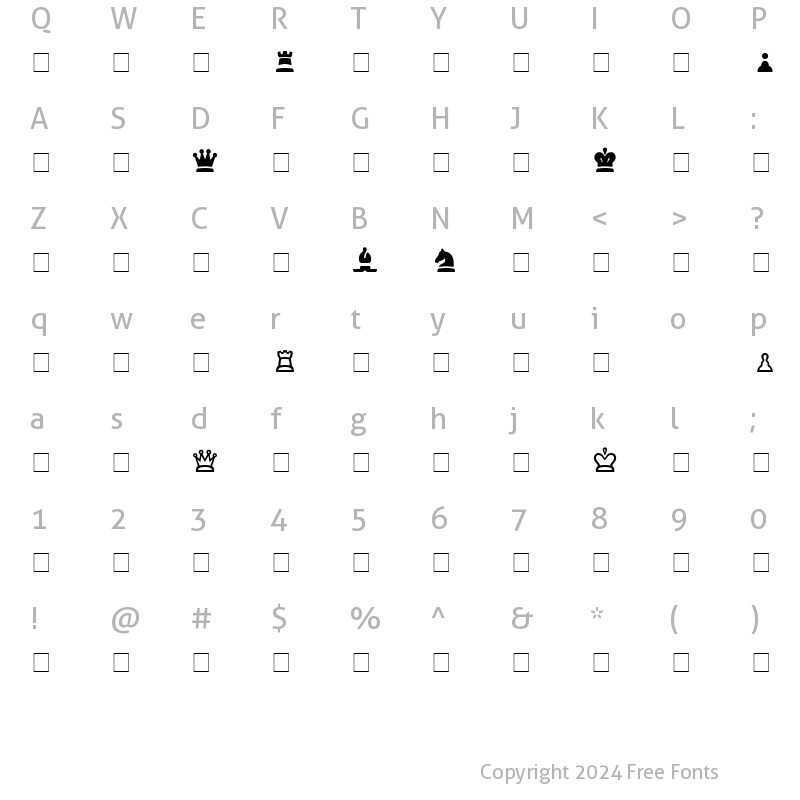 Character Map of Chess SSi Regular