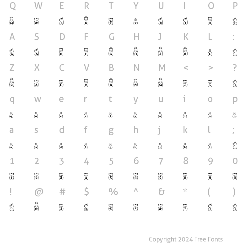 Character Map of ChessWhite Becker Normal