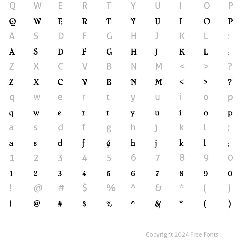 Character Map of ChesterfieldAntD Regular