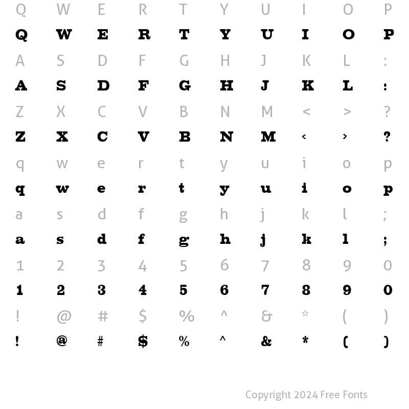 Character Map of ChesterfieldCondensed Regular