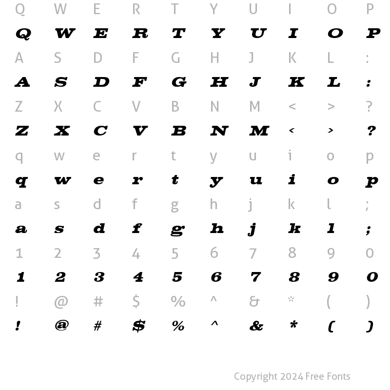 Character Map of Chestnut Oblique