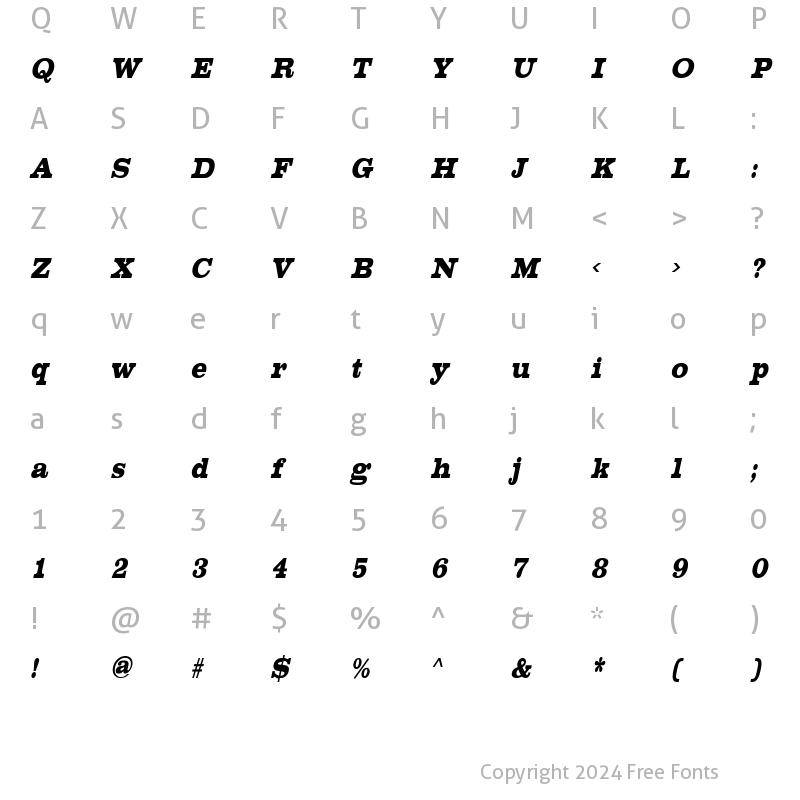 Character Map of ChestnutCondensed Oblique