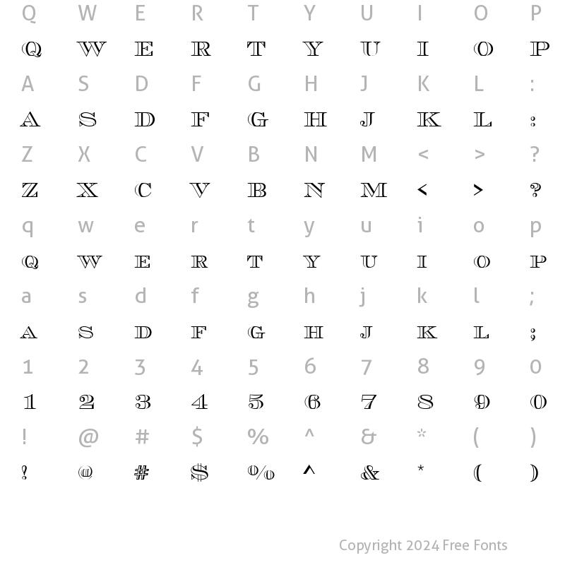 Character Map of Chevalier Becker Open Caps Regular