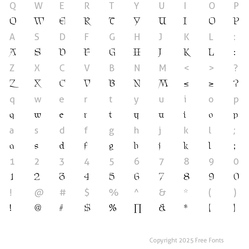 Character Map of Chevalier DB Medium